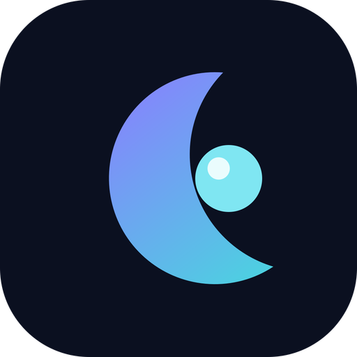 The Nightjar icon at 512 pixels: a crescent moon on a navy rounded square.